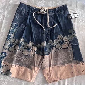 Hard Rock Cafe Hibiscus Hawaiian Ombre Swim Trunks Board Shorts Size 30 NWT